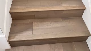 How to install a staircase step with engineered wood [upl. by Hak]