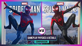 SpiderMan 2 vs SpiderMan Miles Morales  Gameplay Physics and Details Comparison [upl. by Ardath]