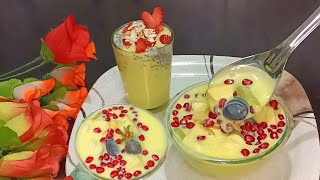 Fruit Custard recipe  Fruit Custard with Strawberry Falooda Custard  Creamy Easy Summer Dessert [upl. by Mihcaoj]