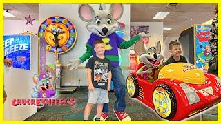 Caleb Goes to CHUCK E CHEESE Family Fun PLACE with Mom and DAD Indoor Rides And Games For Kids [upl. by Yekcir163]