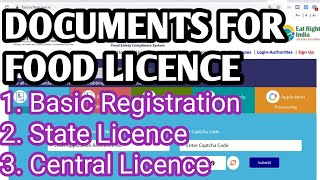 What document for Basic Licence State Licence and Central Licence FSSAI  Document for Food Licence [upl. by Lisandra]