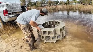 Building FISH Habitat With Cinder Blocks  The ULTIMATE 10 Acre Private Fishing Hole PROJECT [upl. by Lazes]