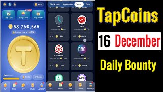 Tapcoin bounty today 16 december daily combo cards today tap coin 16th december easy science NTU [upl. by Mathias]