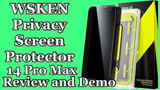 WSKEN Privacy Screen Protector for iPhone 14 Pro Max demo amp review [upl. by Thisbee319]