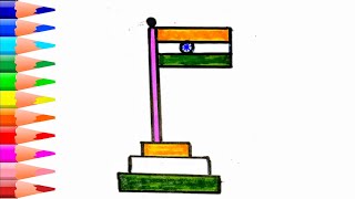 indian flag drawing for kids  step by step easy  art for kids [upl. by Gniy720]