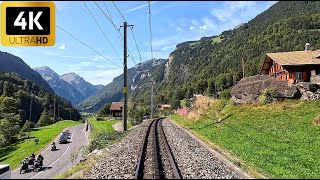 Cab Ride  Grindelwald to Interlaken Switzerland  Train Driver view  4k 60p uhd video [upl. by Naeerb979]