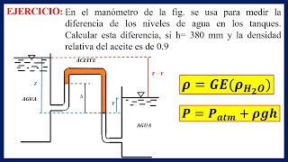 DIFERENCIA DE NIVELES  Presión Manométrica  Ejercicio Resuelto [upl. by Enomys]