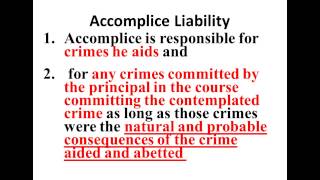 Criminal Law Video Presentation 10 Accomplice Liability [upl. by Ahtnahc113]