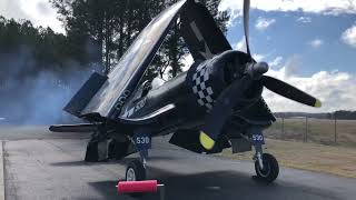 The Spectacular Roaring of The FG1D Corsair Startup Wings unfolding Take Off [upl. by Etnovad]