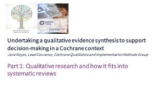 Part 1 Qualitative research and how it fits into systematic reviews [upl. by Lleret]