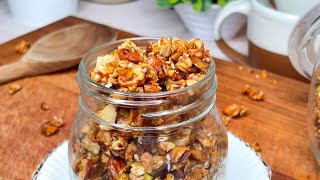 Délicieux Granola Fait Maison  Sans Sucre Ajouté et Sans Four  Recette Rapide [upl. by Ennayk46]