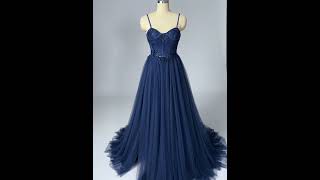 Chic  Beautiful Corset Dancing Navy Blue Prom Dresses 2024 [upl. by Rochester613]