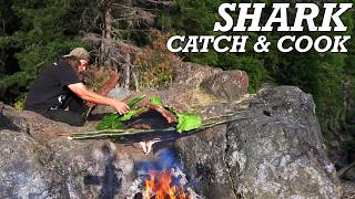 Shark and Salmon Catch amp Cook on a Bushcraft Smoker [upl. by Einomrah]