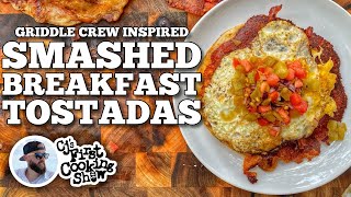 Smashed Breakfast Tostada  Blackstone Griddles [upl. by Nezah]