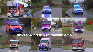 GROSSALARM FILDERKLINIK Einsatzfahrten Feuerwehr  Rettungsdienst Landkreis Esslingen [upl. by Magner]