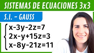 SISTEMAS de Ecuaciones 3x3 Sist INCOMPATIBLE ✅ Método de GAUSS [upl. by Osnerol]