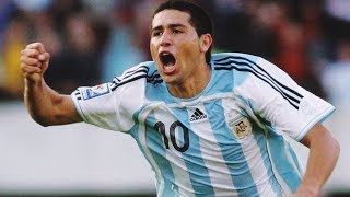 Top 10 golazos de JUAN ROMÁN RIQUELME con la selección ARGENTINA [upl. by Aisekal]