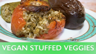 Vegan Stuffed Veggies  Greek traditional recipe  Gemista [upl. by Ainedrag]