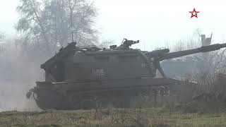 Gunners in North Ossetia performed live firing from selfpropelled howitzers MstaS [upl. by Dena]