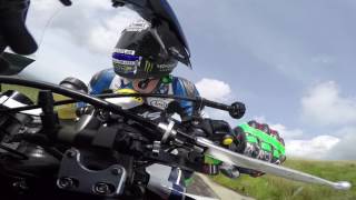 Ian Hutchinsons Crash in the Isle of Man TT 2017 Senior Race [upl. by Nnaeirual]