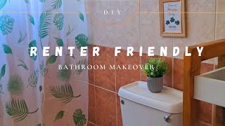 Simple Bathroom Makeover Rental friendly  Home Organization Idea [upl. by Imogen]