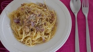 Ricetta pasta veloce con tonno in scatola spaghetti alla carbonara con tonno [upl. by Goltz]