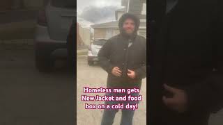 Homeless man gets new jacket and food box on a cold day in Muncie Indiana [upl. by Pearlstein]