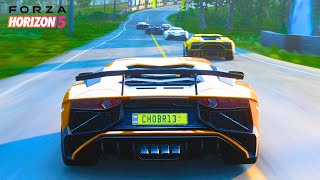 FORZA HORIZON 5  LAMBORHGHINI AVENTADOR SV  MARATHON RACE GAMEPLAY [upl. by Notnilc]