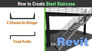 How to Create Steel Stair case in Revit  Revit Tutorial for Beginners [upl. by Sidnal]