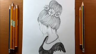 Disegni facile  Come disegnare una ragazza con i capelli scompigliati  disegno a matita [upl. by Noiro]