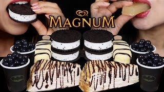 ASMR HERSHEYS CHOCOLATE CREPE CAKES POPPING BOBA MINI MAGNUM ICE CREAM BARS COOKIES amp CREAM [upl. by Valerle]