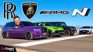 V12 vs V8 v electric drag race Cullinan v Urus v G63 v Ioniq 5 N [upl. by Larisa]