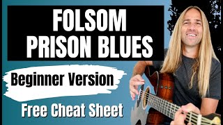 Folsom Prison Blues  Johnny Cash  BEGINNER Guitar Lesson [upl. by Rednaeel530]