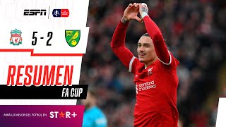 ¡LOS REDS FUERON IMPONENTES Y GOLEARON PARA AVANZAR EN LA FA CUP  Liverpool 52 Norwich RESUMEN [upl. by Llerat]