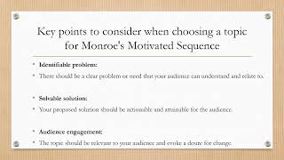 tri c part 5 Monroe’s Motivated Sequence topic choice [upl. by Sedaiuqlem]