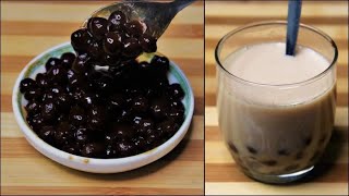 Boba Pearls Without Tapioca Starch and Black Food Colour  Pearl Milk Tea  Bubble Tea [upl. by Mellette]