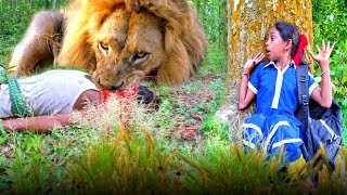 Lion Attack Man in Forest  Lion Attack Hunter  Lion Attack Stories Part37 [upl. by Ahsienad]