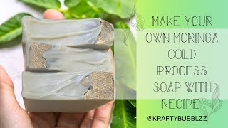 Create Nourishing Moringa Soap Cold process soap recipe with kaolin clay amp Palm oil [upl. by Ahsiket]