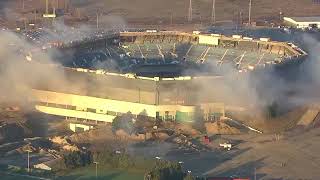 Pontiac Silverdome implosion fails after first blast [upl. by Oneladgam671]