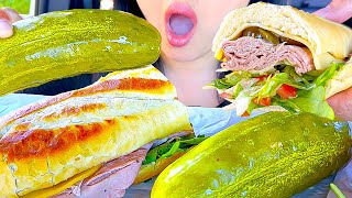 ASMR GIANT PICKLE with Roast Beef Sandwich Eating Sounds ASMR Phan [upl. by Monique975]