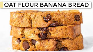 BANANA BREAD WITH OAT FLOUR  easy healthy moist recipe [upl. by Aziaf]