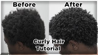 Mens Curly Hair Tutorial  Defined Curls on 4B4C Hair  King Infinity [upl. by Ilahsiav29]