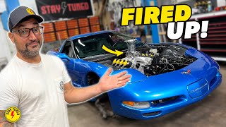 Trashed C5 Corvette Reborn With A 500 Horsepower Cheap LS1 Engine FIRST FIRE UP [upl. by Eilsel]