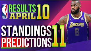 NBA Standings today amp Games Results amp Predictions  April 10 2024  Schedule amp Scoreboard [upl. by Halilad]