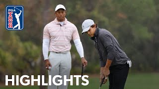 Tiger and Charlie Woods shoot 8under 64  Round 1  PNC Championship  2023 [upl. by Noni]