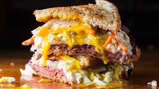 Pastrami Reuben Sandwich  SAM THE COOKING GUY recipe video [upl. by Lindell929]