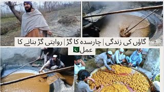 Village Life  Charsadda ka Gur  Traditional Jaggery Making Process [upl. by Moonier44]