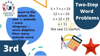 3rd Grade Two Step Word Problems with Variables  Arizona Academic Standards 3OAD8 [upl. by Ecire]