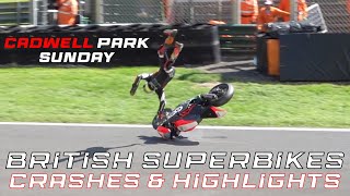 British Superbikes  Cadwell Park Sunday Crashes amp Highlights Ft Big Highside amp BSB Race 1 27823 [upl. by Eldreda158]