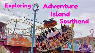 Adventure Island theme park in Southend Essex funfair tour rides coasters Southend on Sea day out [upl. by Breskin292]